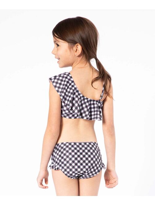 Marina West Black Gingham Asymmetrical Bikini - Toddler & Girls