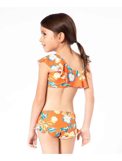 Marina West Orange Bramble Floral Asymmetrical Bikini - Toddler