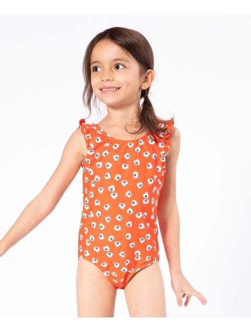 Marina West Carrot Daisy Ruffle One-Piece - Toddler & Girls