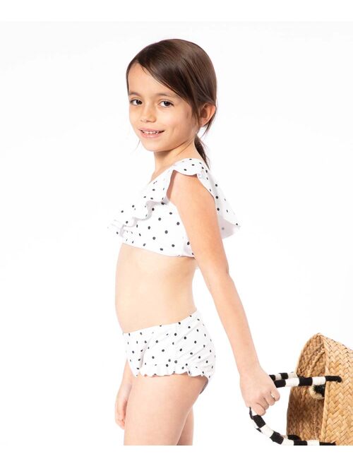 Marina West Cream & Black Polka Dot Asymmetrical Bikini - Toddler & Girls