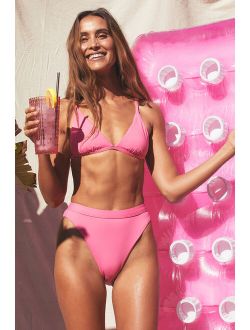Making Waves Bright Pink Triangle Bikini Top
