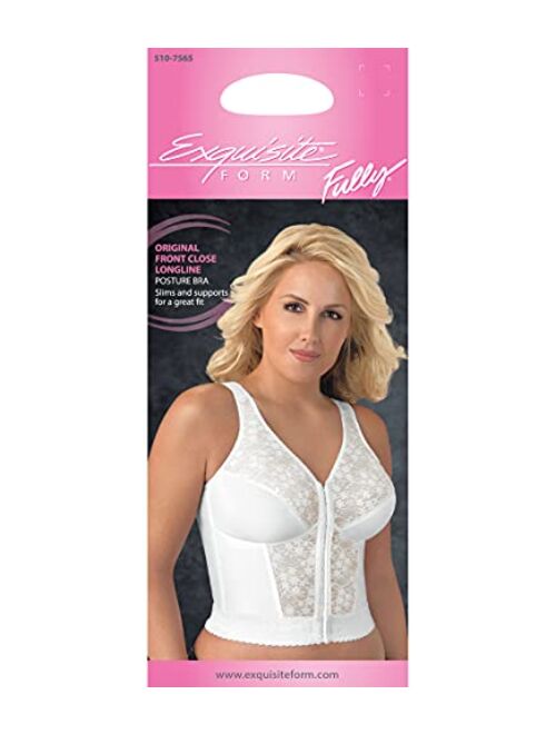 Exquisite Form FULLY Full-Coverage Slimming Longline Posture Bra, Front Closure, Lace, Wire-Free #5107565