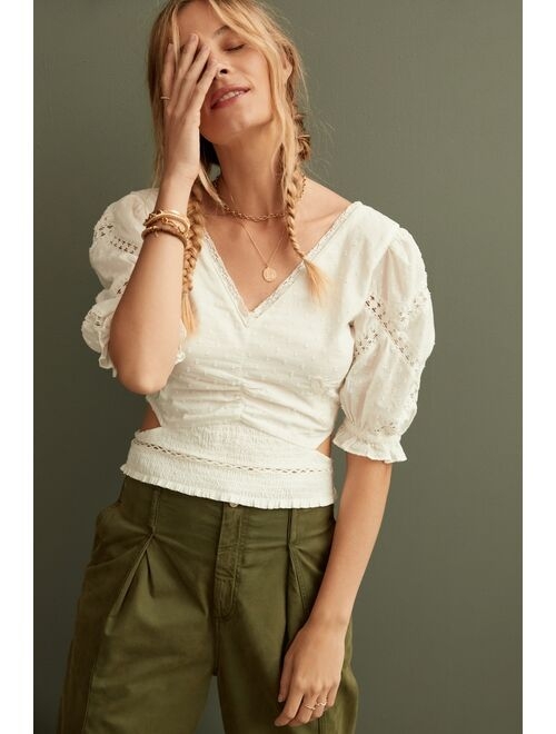 Ruched Cut-Out Blouse