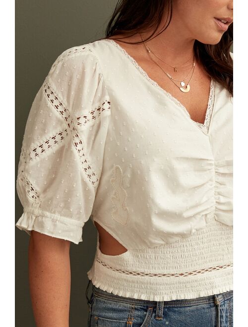 Ruched Cut-Out Blouse