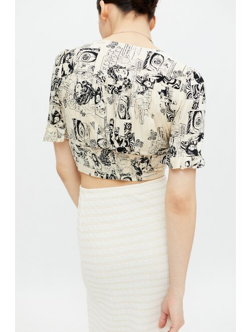 Urban outfitters UO Melody Floral Hook & Eye Blouse