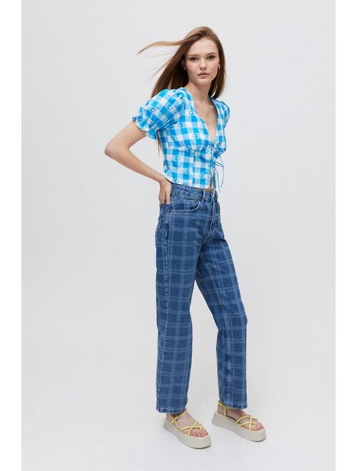 Another Girl Gingham Tie-Front Blouse