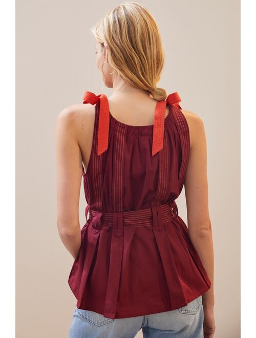 Conditions Apply Pleated Tie-Strap Tank