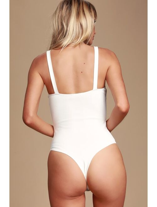 Lulus XOXO White Sleeveless Bodysuit