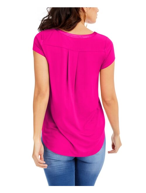Alfani Satin-Trim High-Low T-Shirt, in Regular & Petite, Created for Macy's