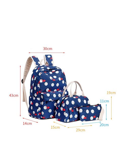 atinfor Bag Set Waterproof Bird Printing Women Backpack Schoolbag for Teenagers Girls Lunch Box Student Dot Casual Bookbag