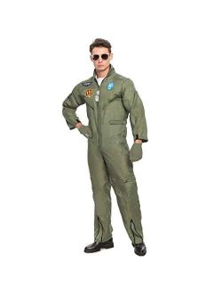 Men’s Flight Pilot Adult Costume with Accessory for Halloween Party