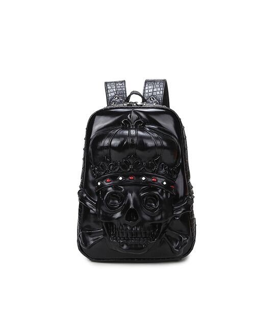 Fashion 3D Embossed Crown Skull Backpack bags for Women unique Girls Cool Rock Bags Rivet Personality Laptop bag for Teenagers