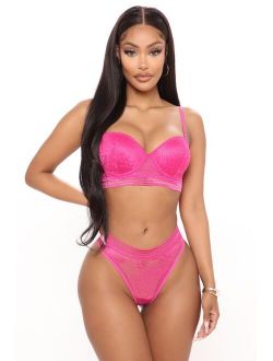 What You See Bra And Panty Set - Fuchsia