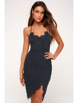 Flirting with Desire Navy Blue Lace Bodycon Dress