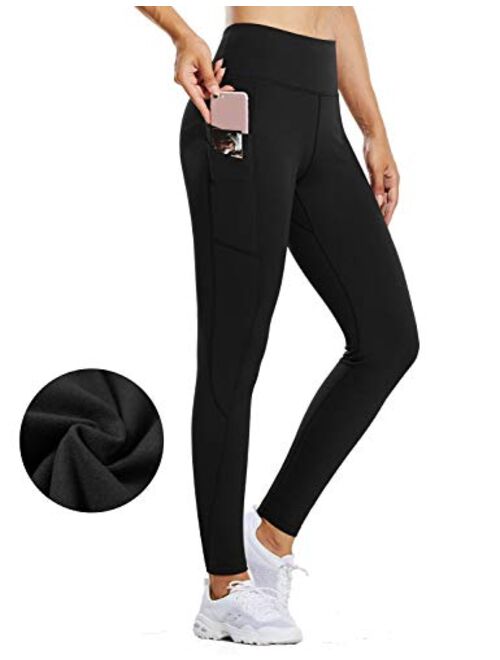 BALEAF Women's Fleece Lined Water Resistant Legging High Waisted Thermal Winter Hiking Running Tights Pockets