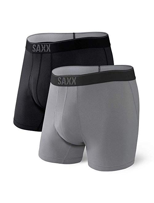 SAXX Men's Underwear – QUEST Boxer Briefs with Built-In BallPark Pouch Support – Pack of 2, Core