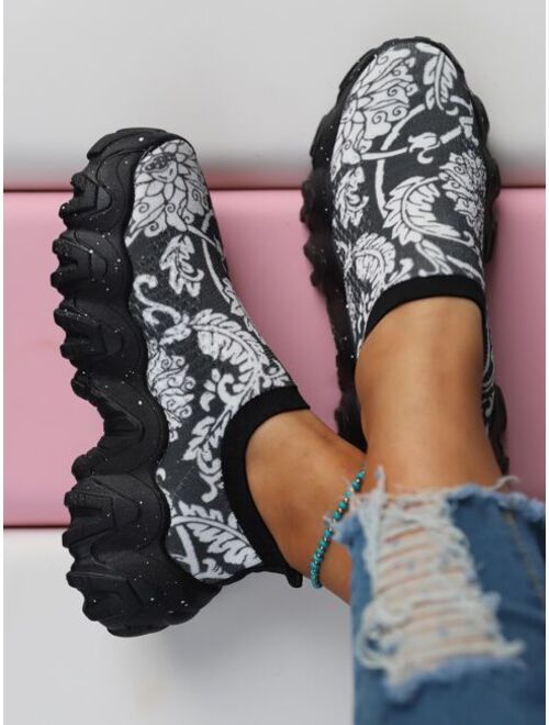 Shein Floral Graphic Slip-On Chunky Sneakers