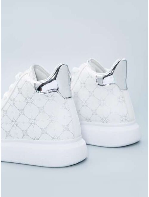 Shein Geometric Pattern Lace-Up Front Skate Shoes