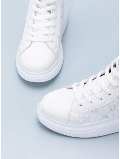 Shein Geometric Pattern Lace-Up Front Skate Shoes
