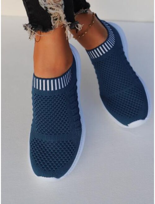 Shein Knit Detail Slip-On Sneakers