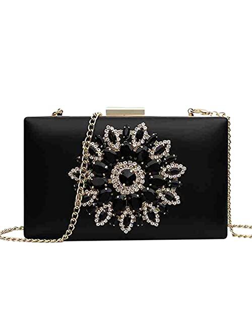 Enruiya clutch purses for women evening bling bag with rhinestone formal shoulder bag for wedding prom party