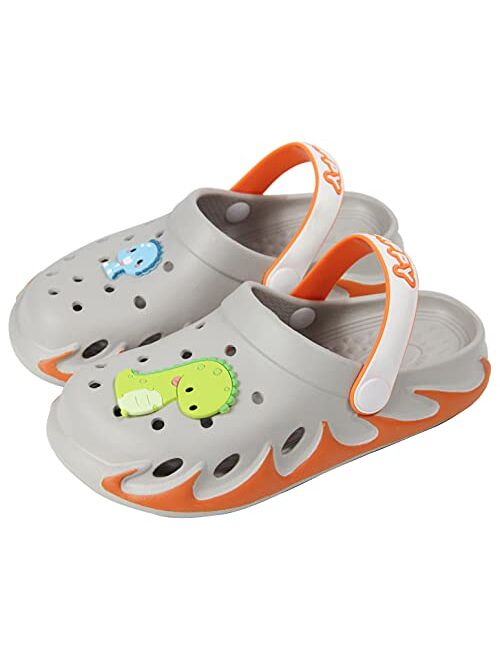 Weweya Kids Garden Clogs Outdoor Beach Water Shoes Cute Sandals with Cartoon Charms for Boys Girls Toddler