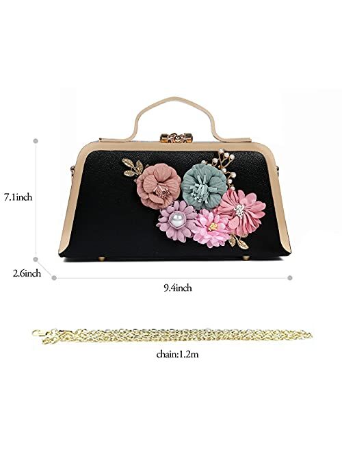 Women's Evening Handbags Floral Clutch Purses for Women Fancy Wedding Handbag Party Bridal Clutch Shoulder Bag