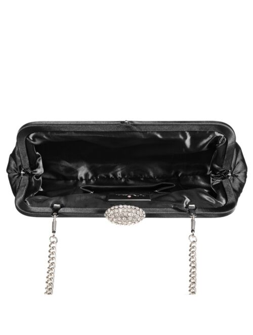 Nina Concord Pleated Frame Clutch With Pave Clasp