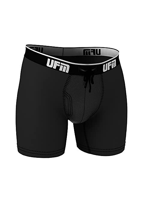 UFM Men's Bamboo Boxer Brief w/Patented Adjustable Ball Support Pouch Regular Support Underwear