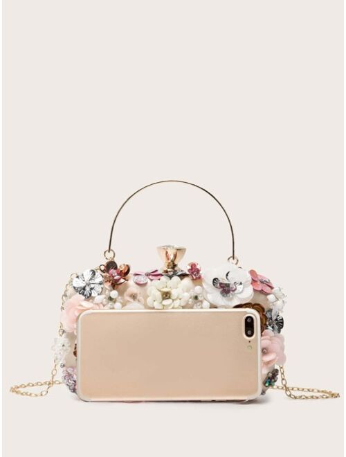 Shein Floral Decor Clip Top Box Bag