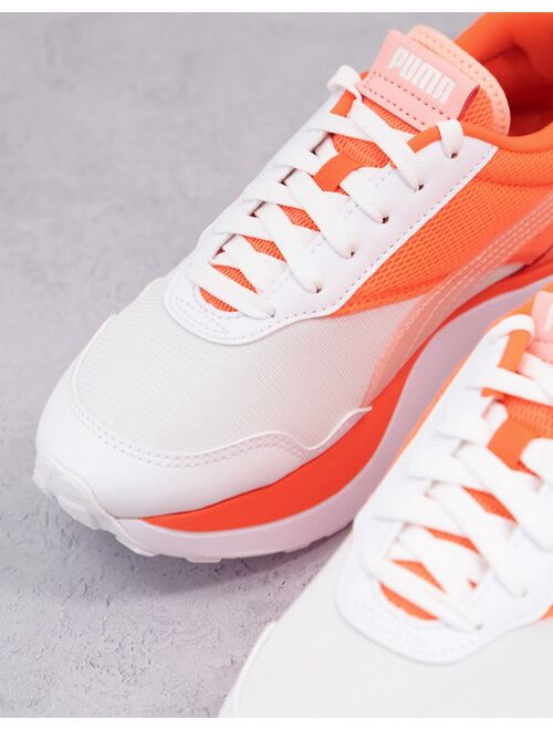 Puma Cruise Rider sneakers in white and electric peach