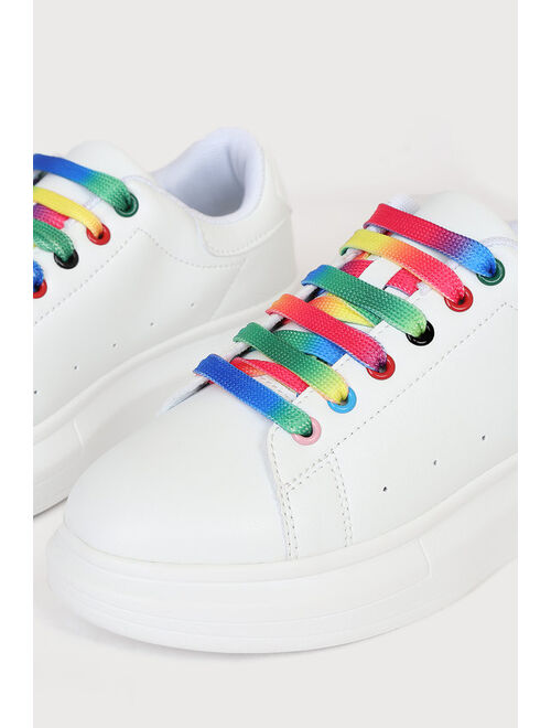 Oakley White Rainbow Platform Sneakers