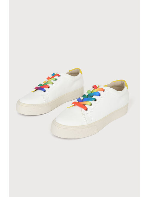 bc footwear Support White Rainbow Flatform Sneakers