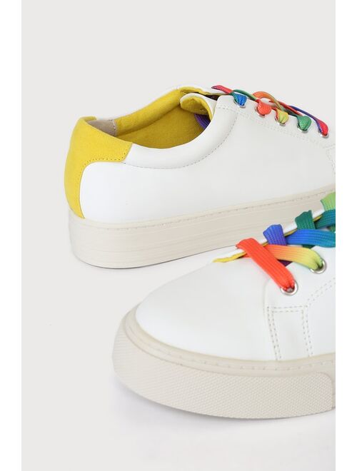 bc footwear Support White Rainbow Flatform Sneakers