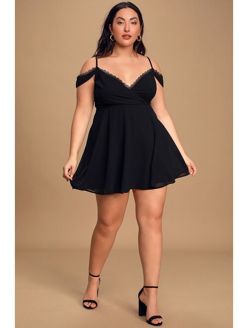 Lulus Absolutely Unforgettable Black Lace Off-the-Shoulder Dress