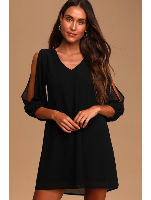 Lulus Shifting Dears Black Long Sleeve Dress
