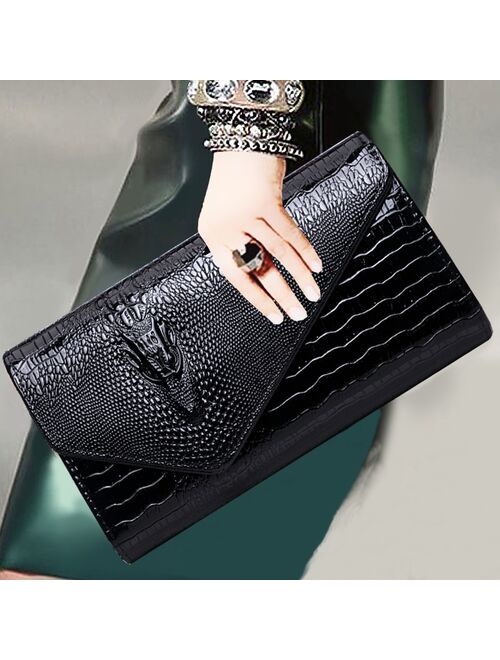 Crocodile Pattern women Chain bag Designer handbag cluth faux Leather Evening Clutches party Shoulder Bag bolsas