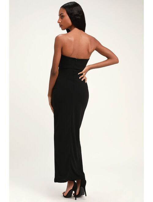 Lulus After Hours Black Strapless Ruffled Maxi Dress