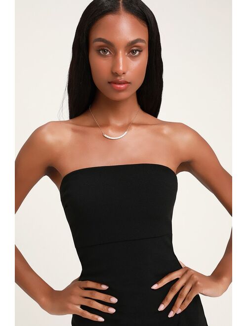 Lulus After Hours Black Strapless Ruffled Maxi Dress