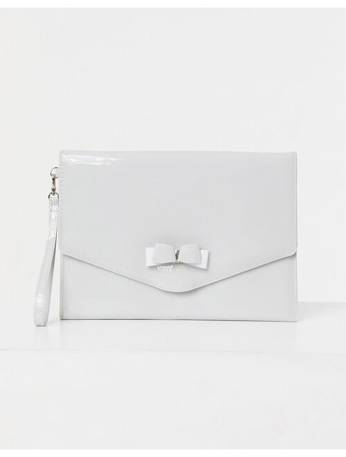 Ted Baker Harliee bow envelope clutch bag in gray