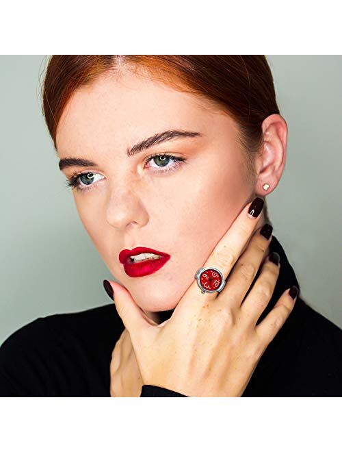 JewelryWe Men Women Finger Watch Creative Elastic Round Quartz Finger Ring Watches