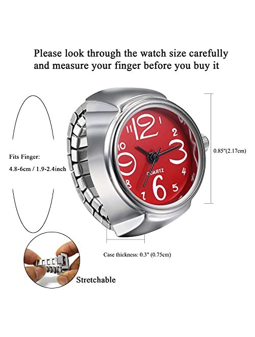JewelryWe Men Women Finger Watch Creative Elastic Round Quartz Finger Ring Watches