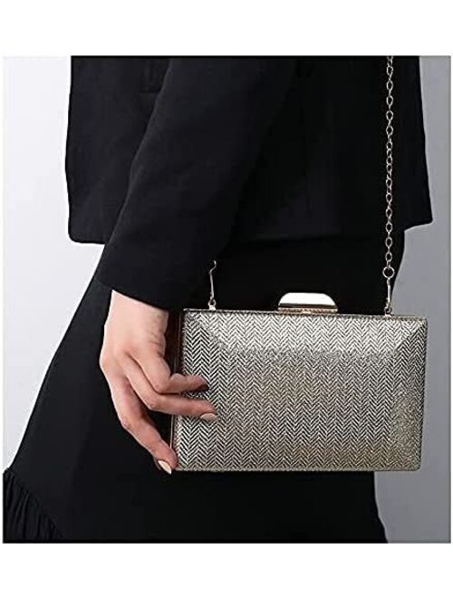 Women's Evening Handbags Women's Fashion PU Evening Bag Banquet Clutch Shoulder Bag (Color : Rose Red)