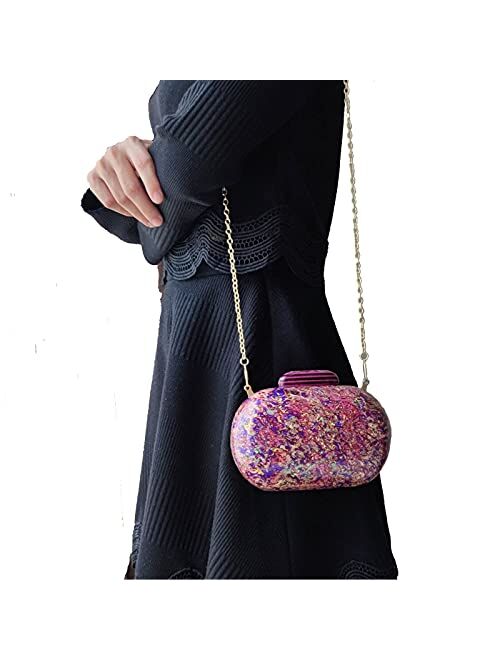 WuYangSto Acrylic Clutch Purses for women wedding, Cute Purple Evening Handbags For Wedding and Party Prom