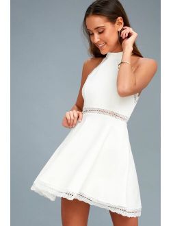 Reach Out My Hand White Lace Skater Dress