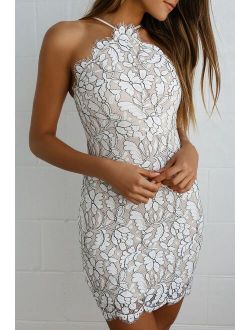 Delicate Darling Beige and Ivory Lace Bodycon Dress