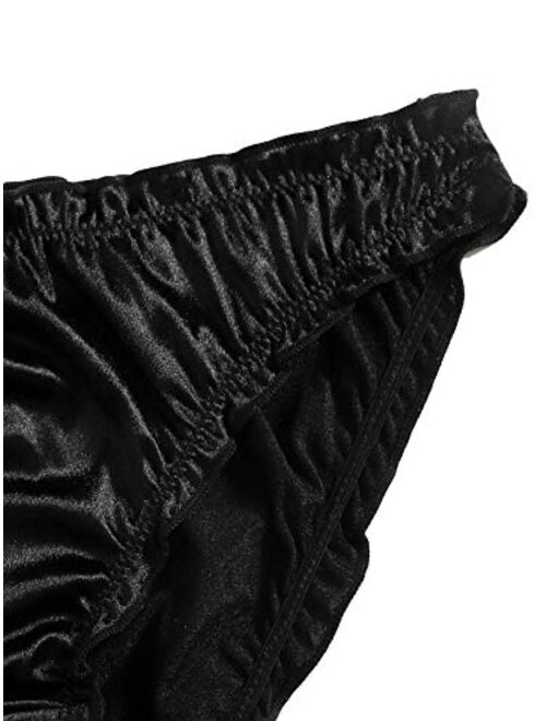 Verdusa Women's 4pack Frill Trim Satin Underwear Briefs Panty Set