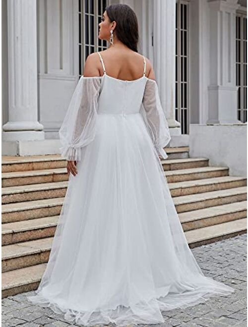 Ever-Pretty Women's Maxi Lace Appliques Plus Size Prom Dress Wedding Dresses 90332-PZ