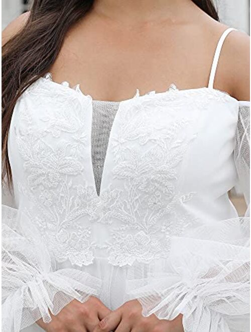 Ever-Pretty Women's Maxi Lace Appliques Plus Size Prom Dress Wedding Dresses 90332-PZ