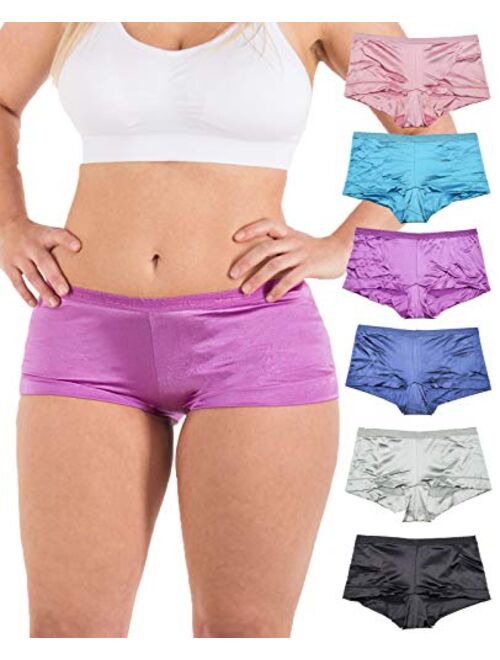 Barbra Satin Panties S to Plus Size Boyshorts Panties for Women Underwear 6 Pack